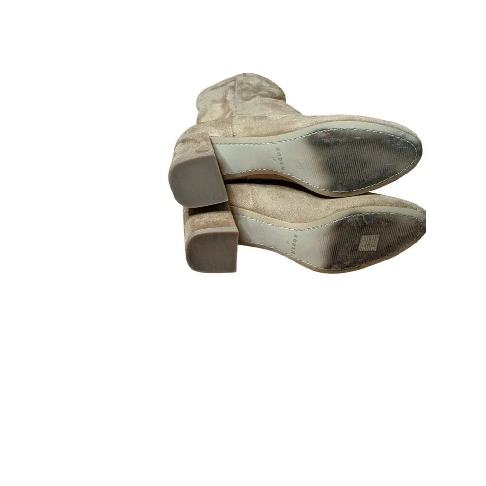 Boden Cara Taupe Stretch Sock Ankle Boots Block Heel Size 39/ 8US minimalist